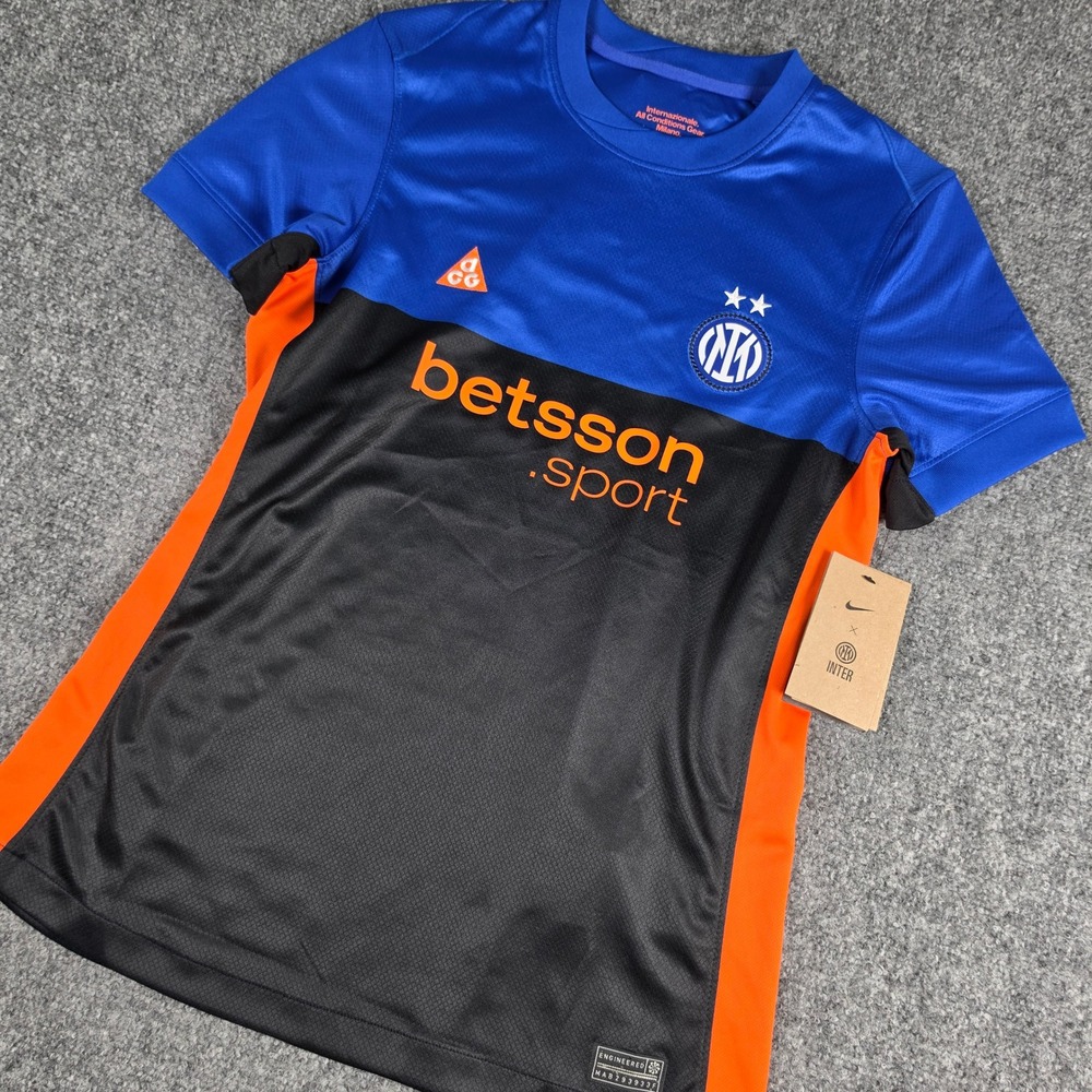 Nike ACG Inter Milan Soccer Jersey Womens Small Blue Black IB3524-413 NWT